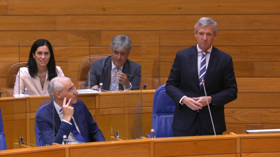 Alfonso Rueda, na sesión de control no Parlamento de Galicia