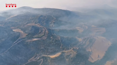 Vista aérea do terreo queimado polo incendio de Artesa e Segre