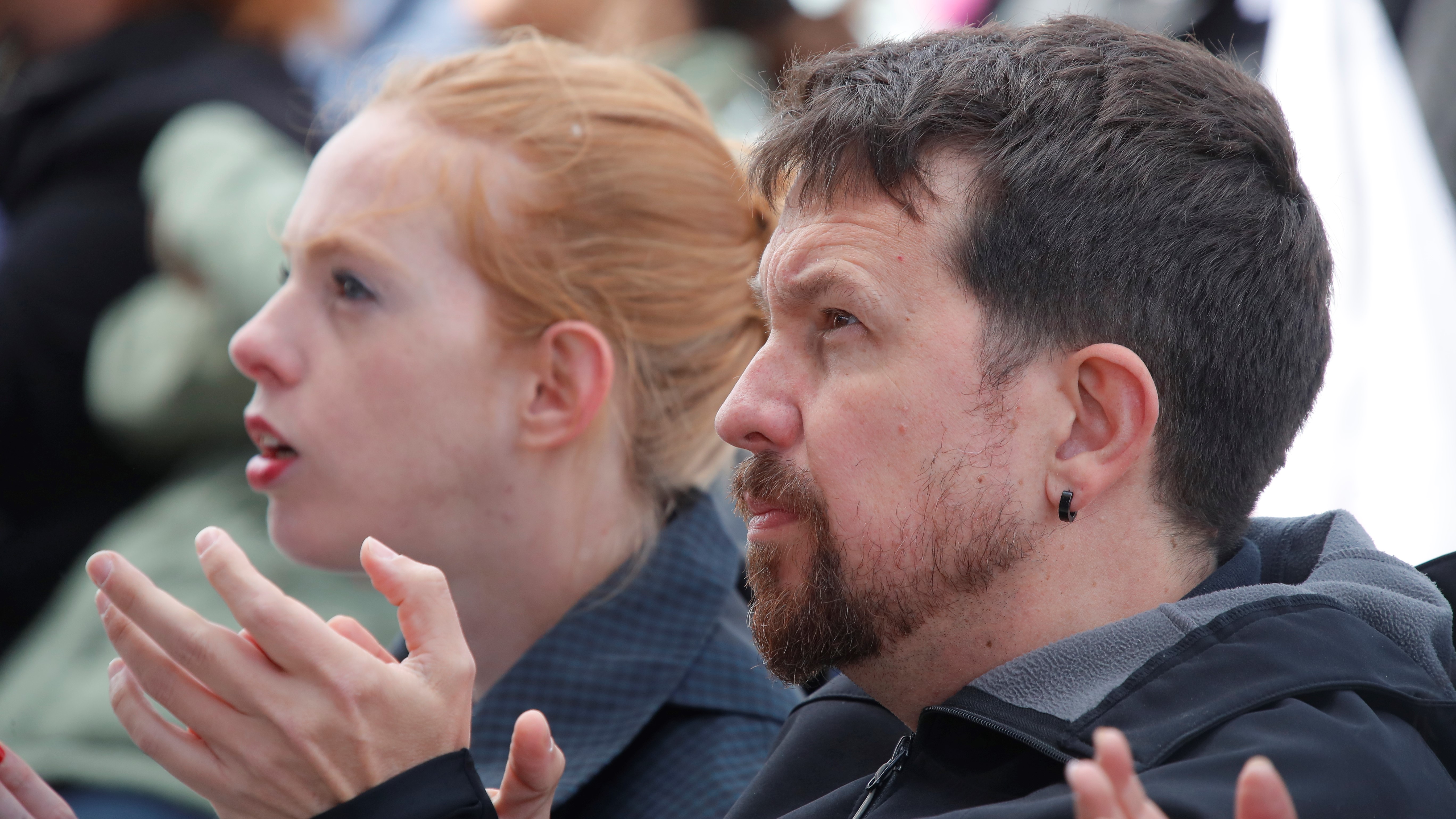 Lilith Verstrynge e Pablo Iglesias na Festa da Primavera. EFE/Javier Cebollada