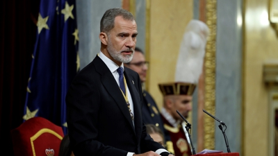 O rei Filipe VI durante o seu discurso (EFE/Chema Moya)