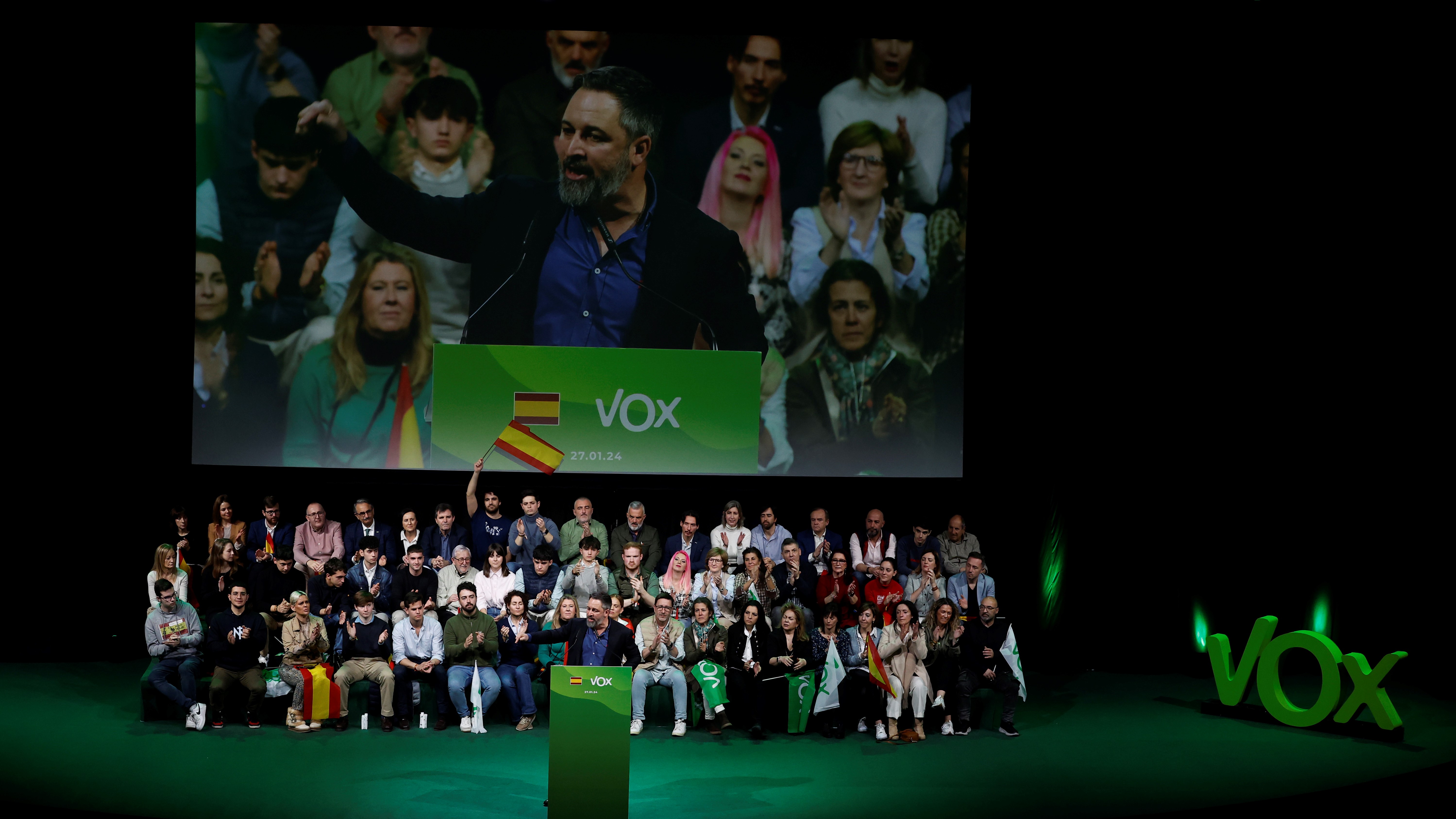 Santiago Abascal no acto público deste sábado. EFE/Chema Moya