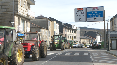 Protesta agrícola na Gudiña, o martes pasado