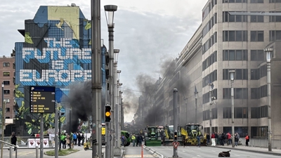 Protesta agrícola en Bruxelas, este martes (Gregory Ienco / Belga / dpa / Europa Press)