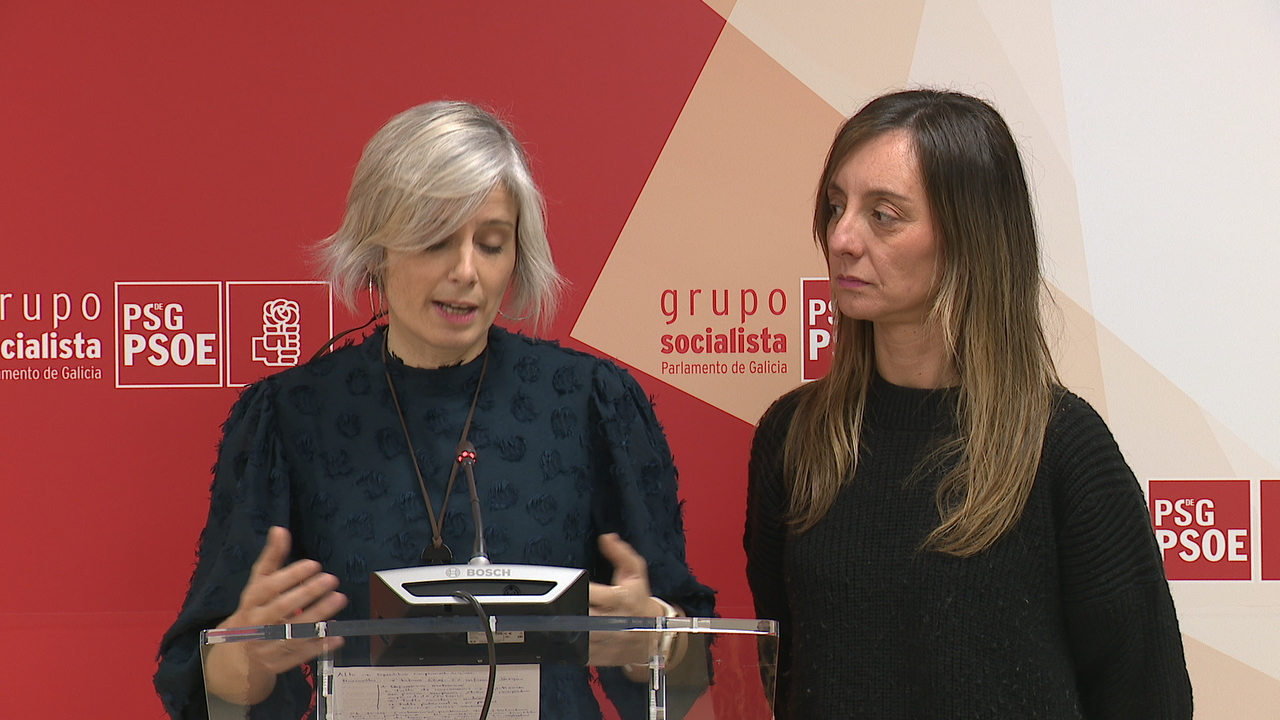 A deputada socialista Patricia Iglesias nunha rolda de prensa no Parlamento