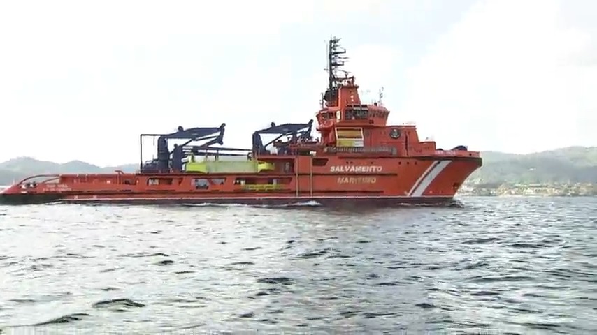 Operación de busca dos mariñeiros do Mar de Marín na ría de Vigo en 2014