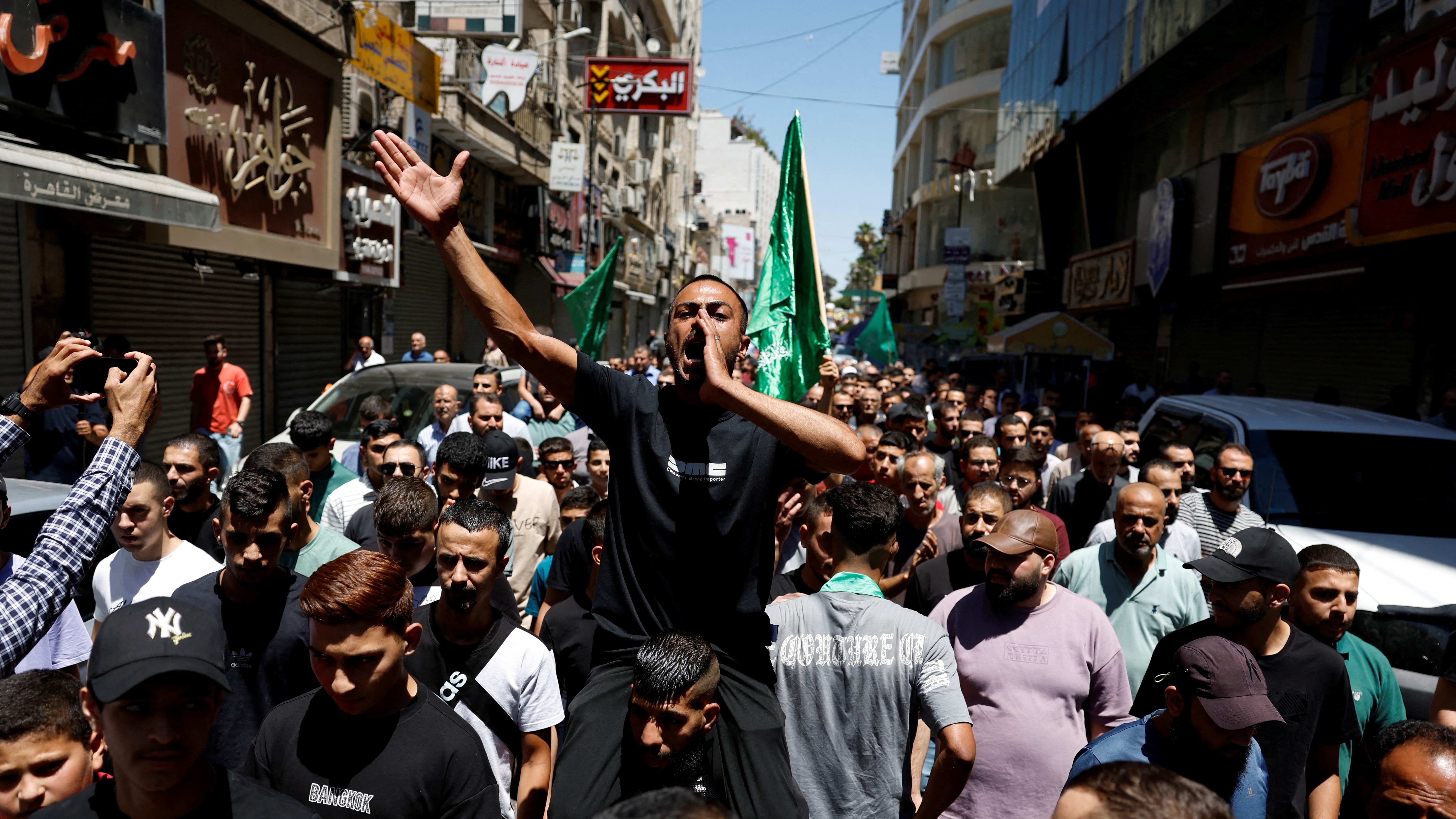 Protesta en Ramala (Cisxordania) a pasada semana polo asasinato do líder de Hamas Haniyeh en Irán. REUTERS/Mohammed Torokman