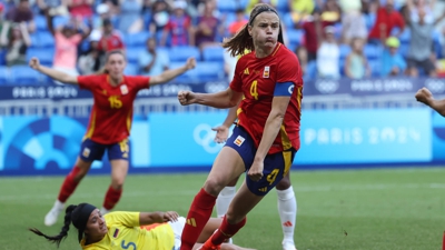 Irene Paredes, celebrando o empate a dous. EFE