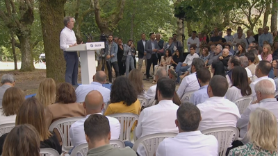 Feijóo durante o seu discurso en Cerdedo-Cotobade ante militantes e simpatizantes do PP