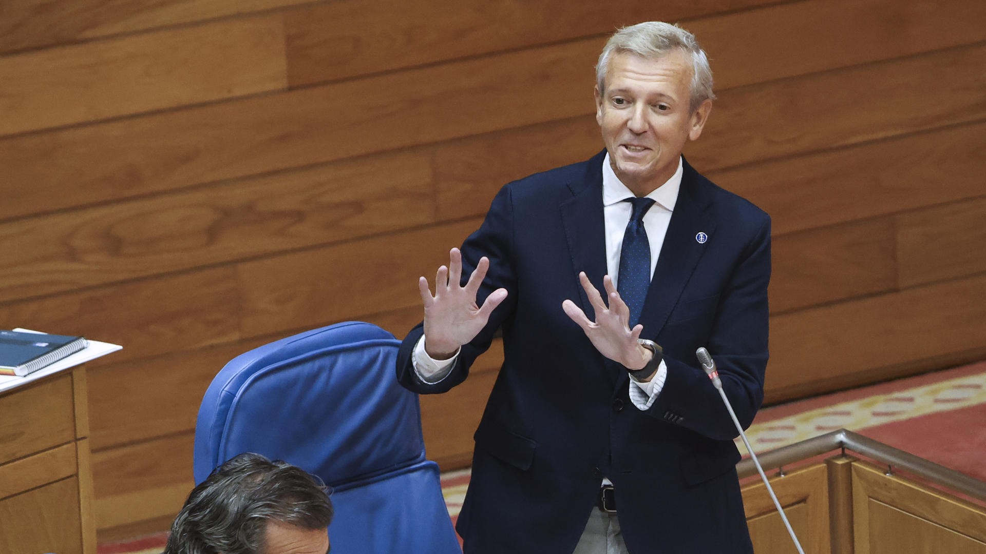 O presidente da Xunta Alfonso Rueda, na sesión de control do Parlamento (EFE/Xoán Rey)