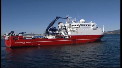 Imaxe de arquivo do buque Sarmiento de Gamboa no porto de Vigo (TVG).