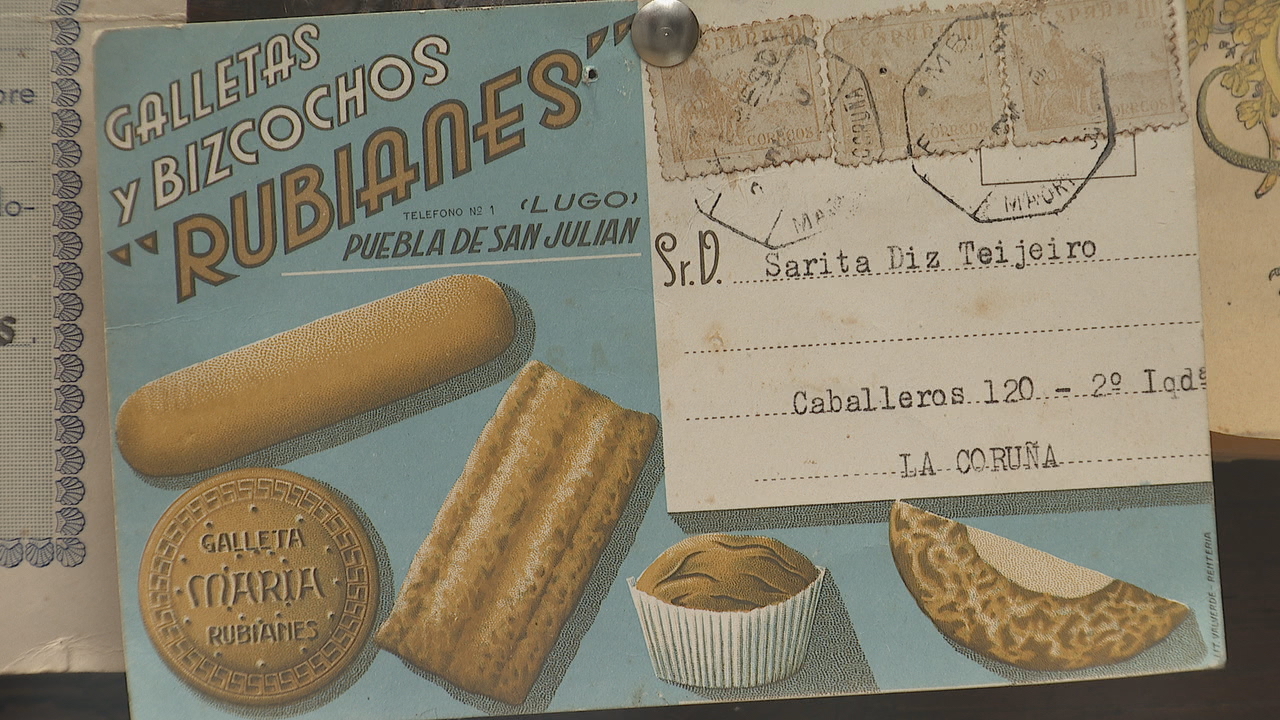 Cartel dunha antiga fábrica de galletas da Pobra de San Xiao, en Láncara