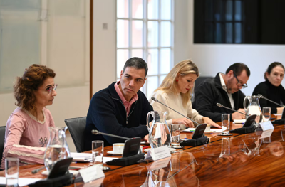 O presdiente do Goberno,Pedro Sánchez este sábado na reunión do comité de crise para o seguimento dos efectos da DINA/ Pool Moncloa