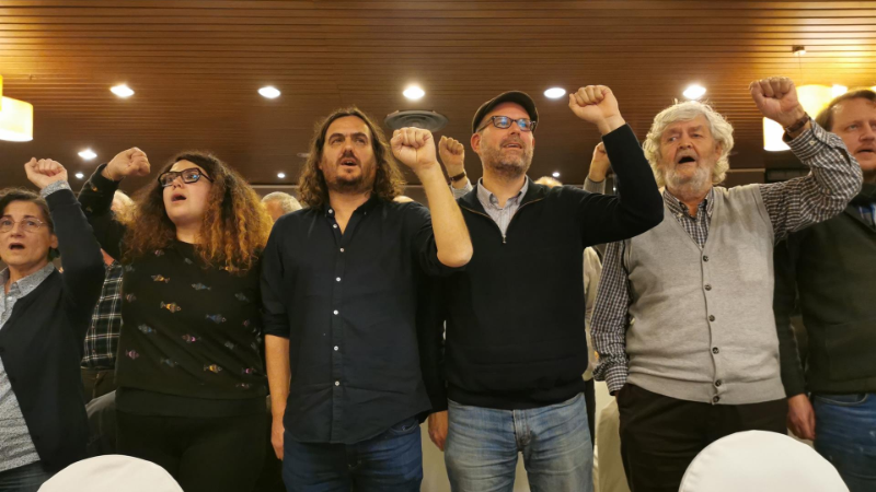 Antón Sánchez, Martiño Noriega e Xosé Manuel Beiras, entre outros, durante a IV Asemblea Nacional de Anova / Mauro Bastón