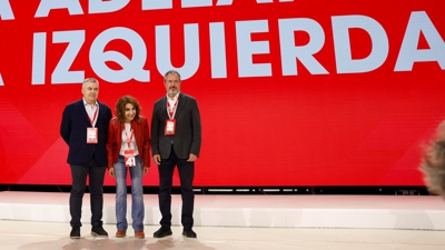 María Jesús Montero, Santos Cerdán e Juan Espada visitan as instacións de Sevilla onde se celebra o 41 Congreso Federal do PSOE ( EFE/Julio Muñoz)