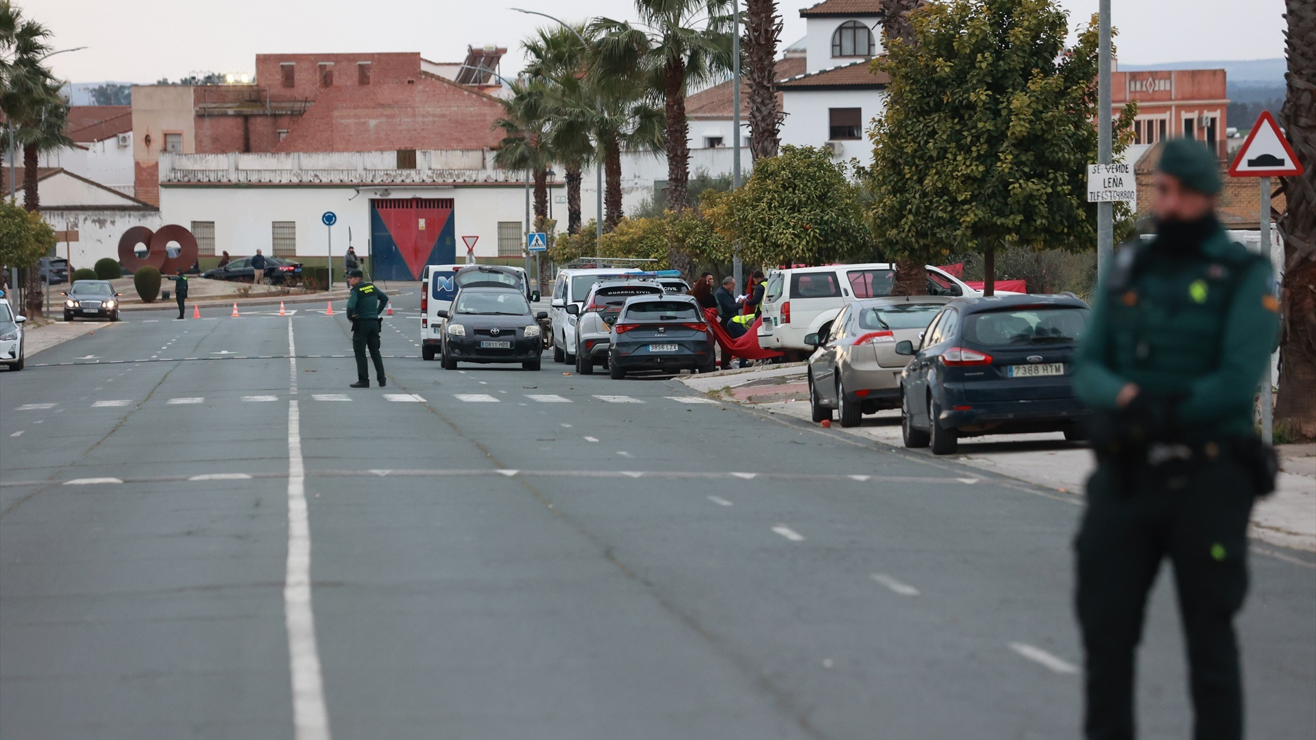 Os servizos funerarios e a Garda Civil traballan no lugar onde se atopa o cadáver dun menor acoitelado (Rocío Ruz/Europa Press)