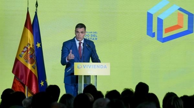 O presidente do Goberno clausura o foro 'Vivenda: quinto piar do Estado do benestar', este luns, en Madrid (EFE / Borja Sánchez-Trillo).