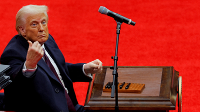 Donald Trump este luns, durante os actos organizados no Capital One Arena, co gallo da súa toma de posesión como o presidente número 47 dos EUA (REUTERS / Brian Snyder)