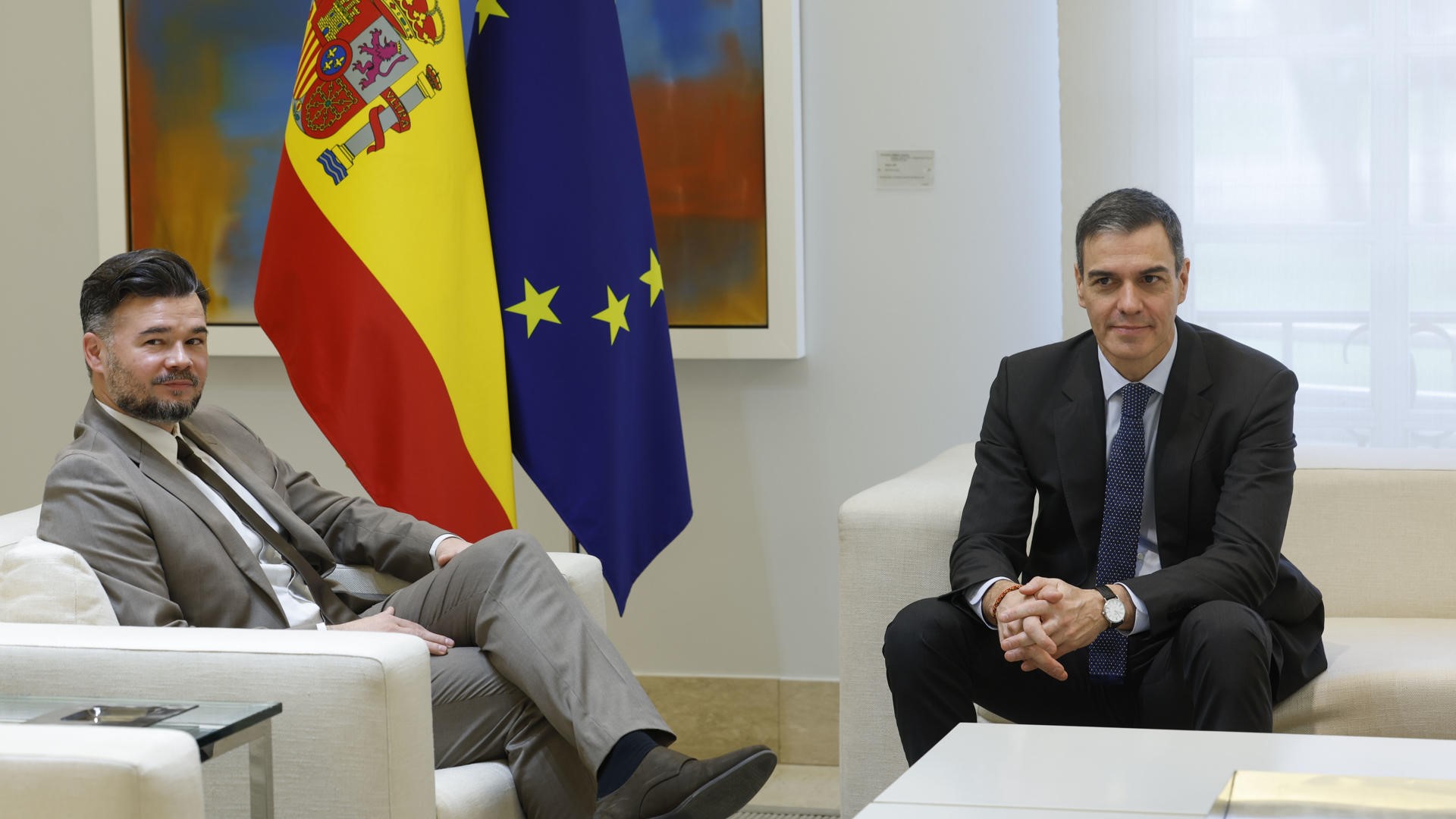 Pedro Sánchez e Gabriel Rufián, na Moncloa (EFE/Javier Lizón)