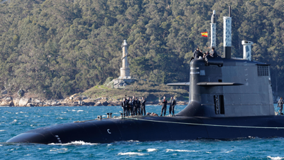 O submarino Isaac Peral a súa chegada a Escola Naval Militar de Marín/Lavandeira jr/EFE