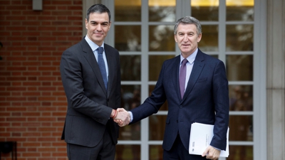 O presidente do Goberno Pedro Sánchez recibiu o pasado día 13 o líder do PP Alberto Núñez Feijóo na Moncloa (EFE / Javier Lizón)