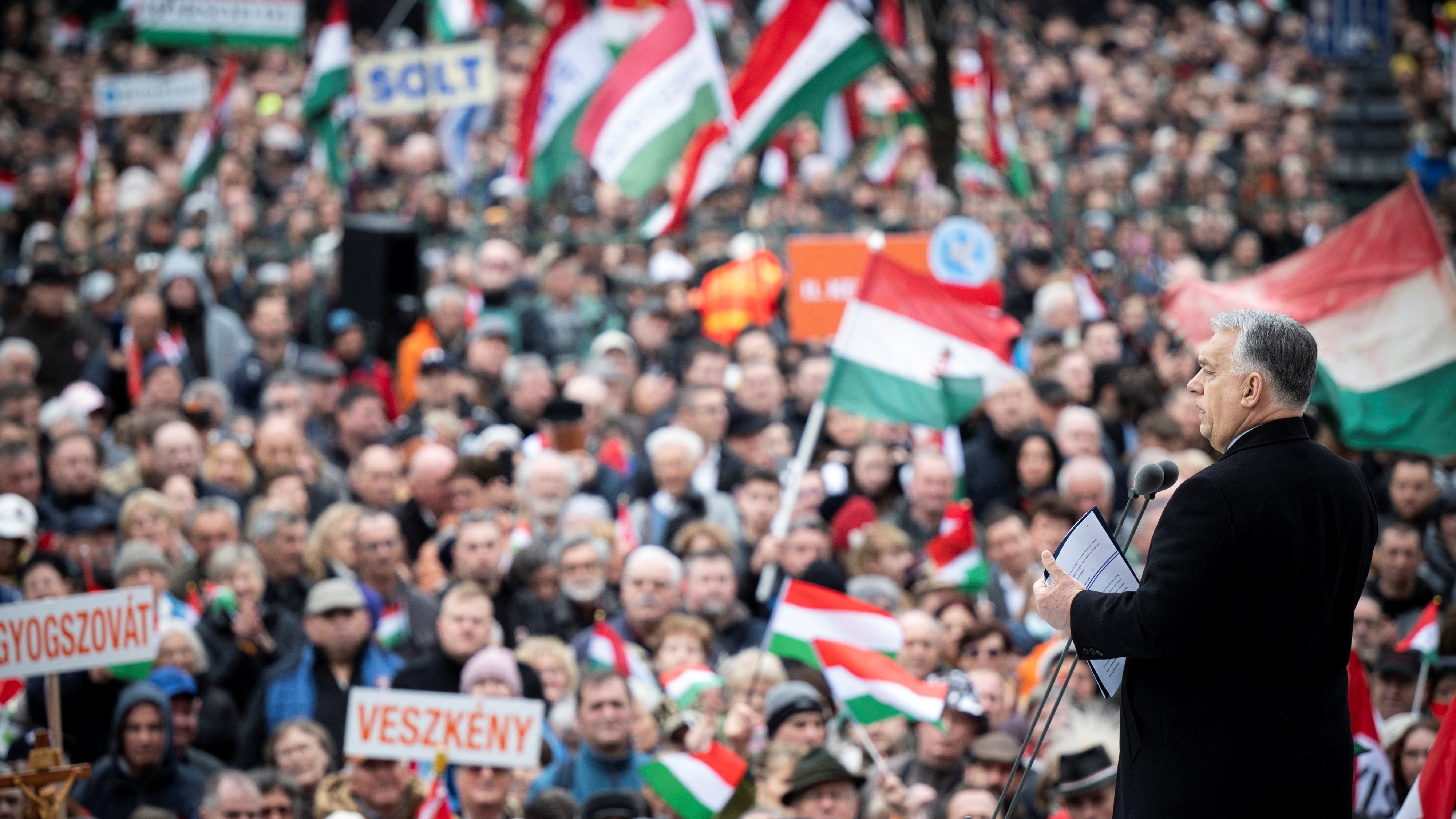 Viktor Orbán, este sábado celebrando o día Nacional de Hungría en Budapest