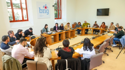 Imaxe da xuntanza do grupo parlamentario do BNG este sábado en Santiago de Compostela (EFE/Xoán Rey)