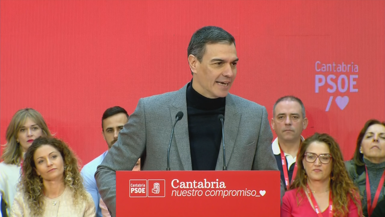 Pedro Sánchez, este domingo na clausura do congreso dos socialistas de Cantabria