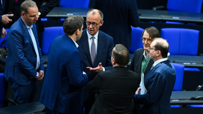 O líder do partido Unión Demócrata Cristiá (CDU), Friedrich Merz, na sesión extraordinaria da cámara baixa /Annegret Hilse/Reuters